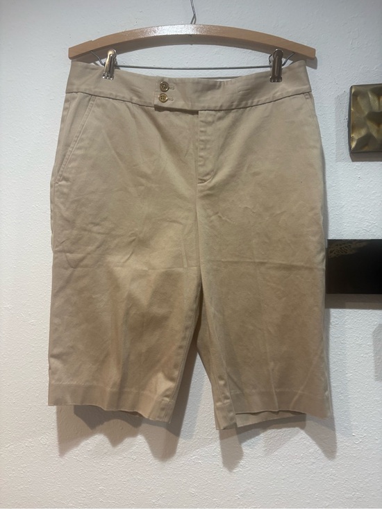 Ralph Lauren Pants - Lauren Ralph Lauren Tan Flat-Front Cotton Shorts women’s 8